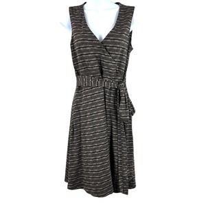 Toad and Co Dress Sleeveless Belt Wrap Brown Black Size M - Comfortable & Easy